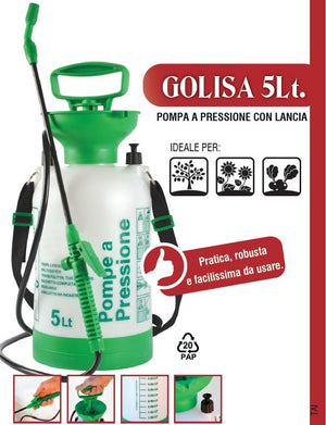 Pompa a pressione con irroratore a zaino, spalla per giardino orto Golisa 5 Lt