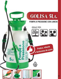 Pompa a pressione con irroratore a zaino, spalla per giardino orto Golisa 5 Lt
