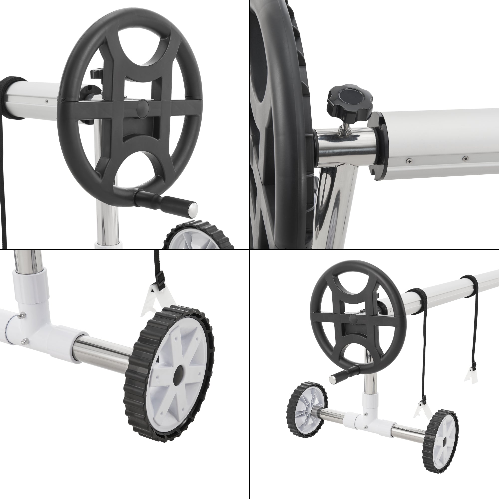 Avvolgitore Mobile 'Amorgo' per Telo da Piscina e Solare, Barra Telescopica Regolabile tra 300 - 630 cm [en.casa]