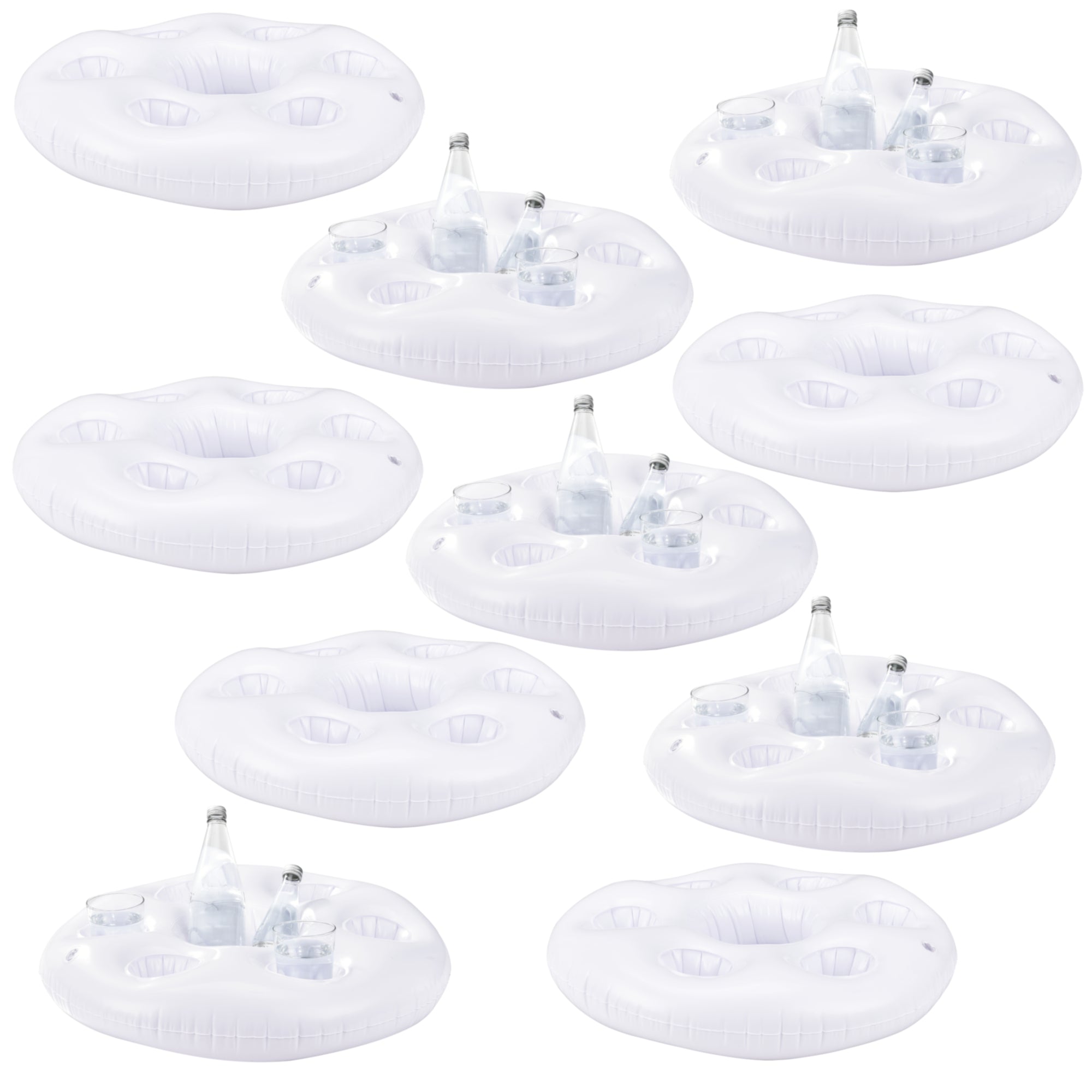 Set di 10 Portabevande Galleggiante per Piscina Supporto Gonfiabile per Drink Ø60 cm Bianco casa.pro