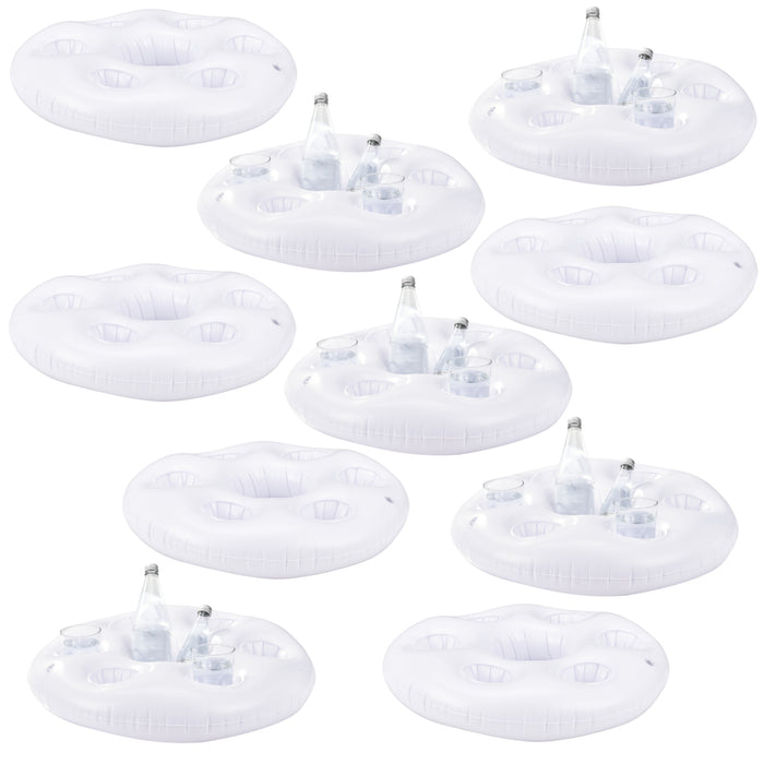 Set di 10 Portabevande Galleggiante per Piscina Supporto Gonfiabile per Drink Ø60 cm Bianco casa.pro