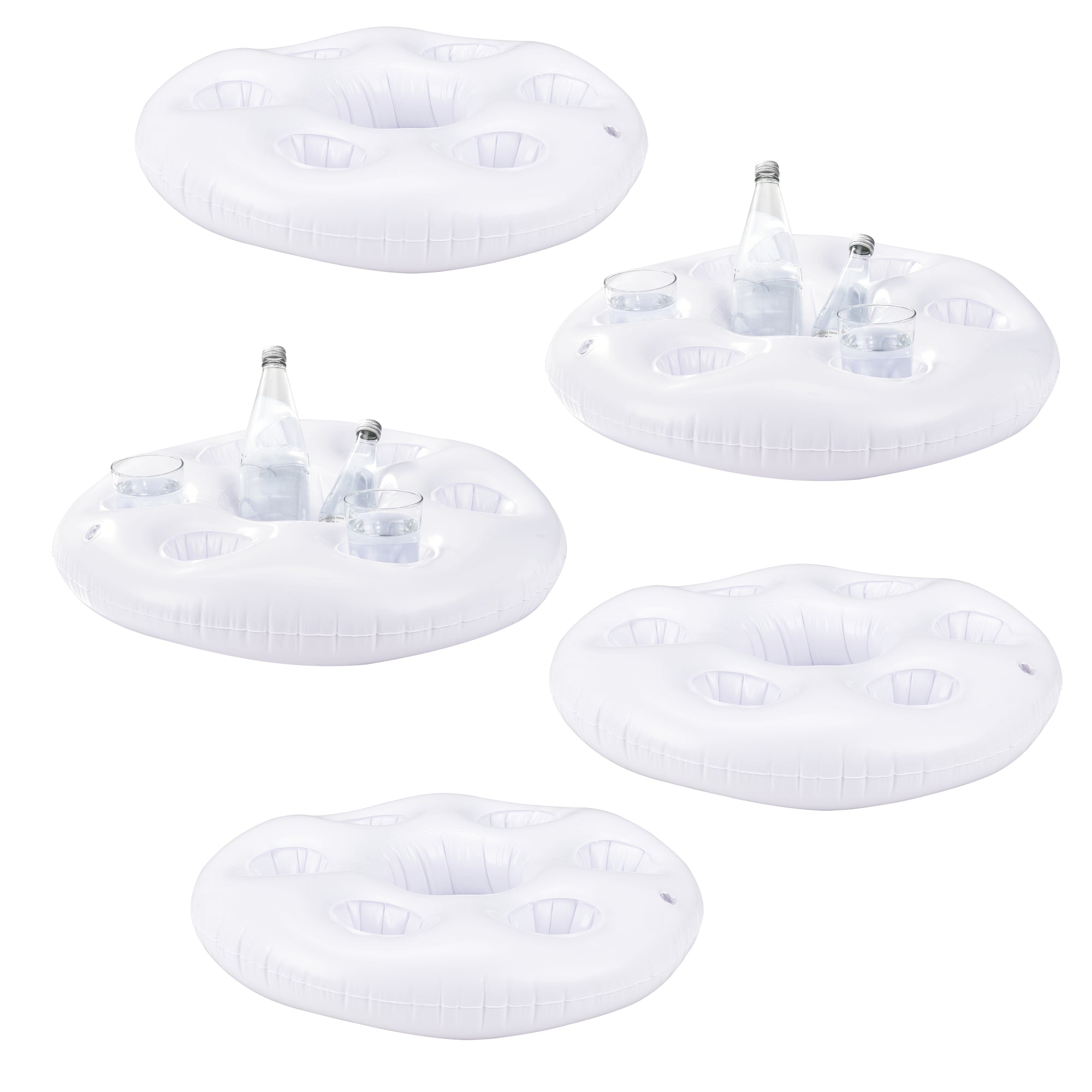 Set di 5 Portabevande Galleggiante per Piscina Supporto Gonfiabile per Drink Ø60 cm Bianco casa.pro