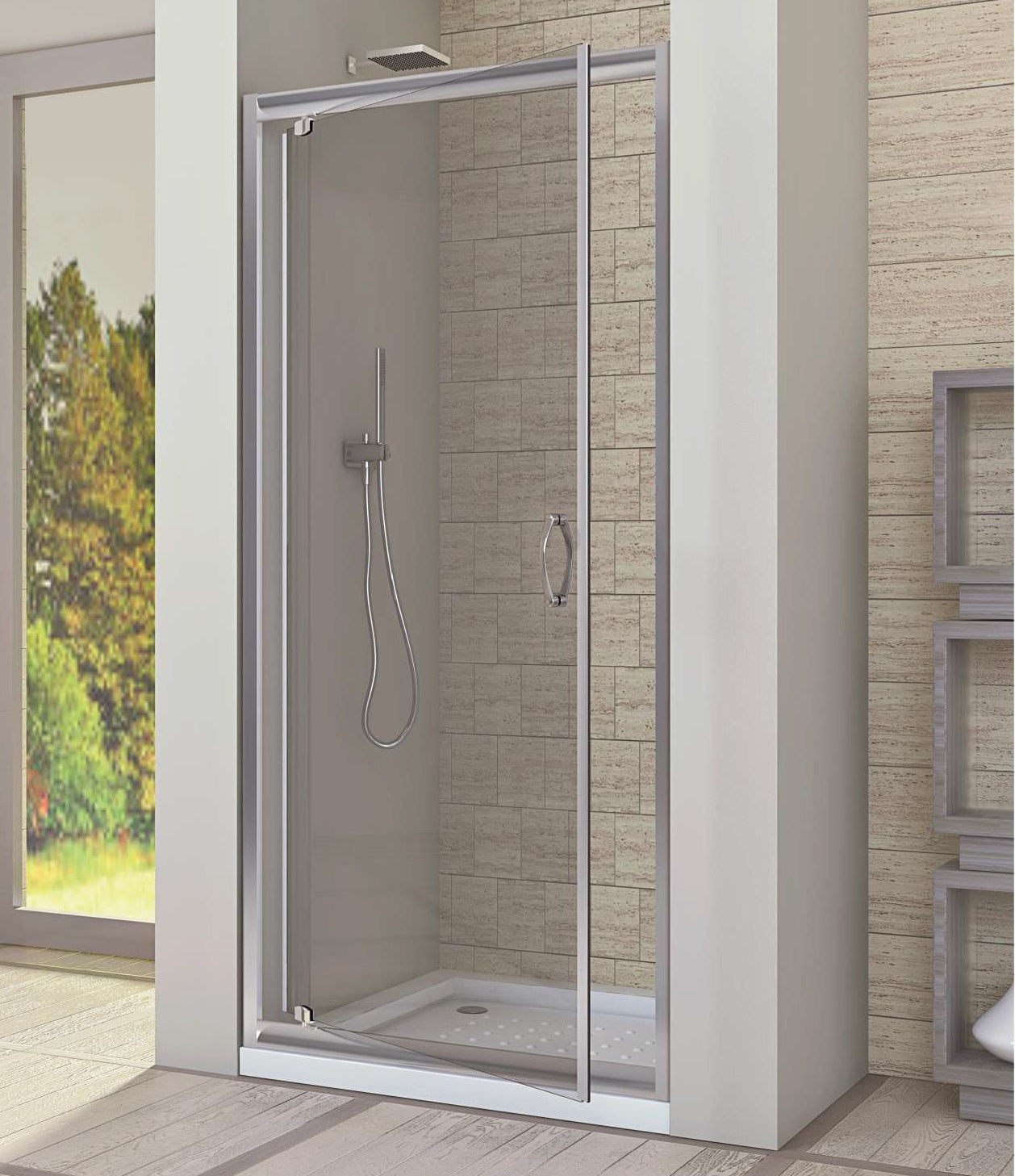 Porta Doccia Anta Battente Cristallo 6mm Trasparente h190 Boston Trasparente 6mm,100 cm