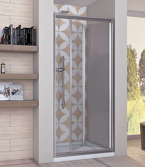 Porta Doccia Libro Due Ante Cristallo 5mm Trasparente h190cm Emma Trasparente 5mm,86/90 cm