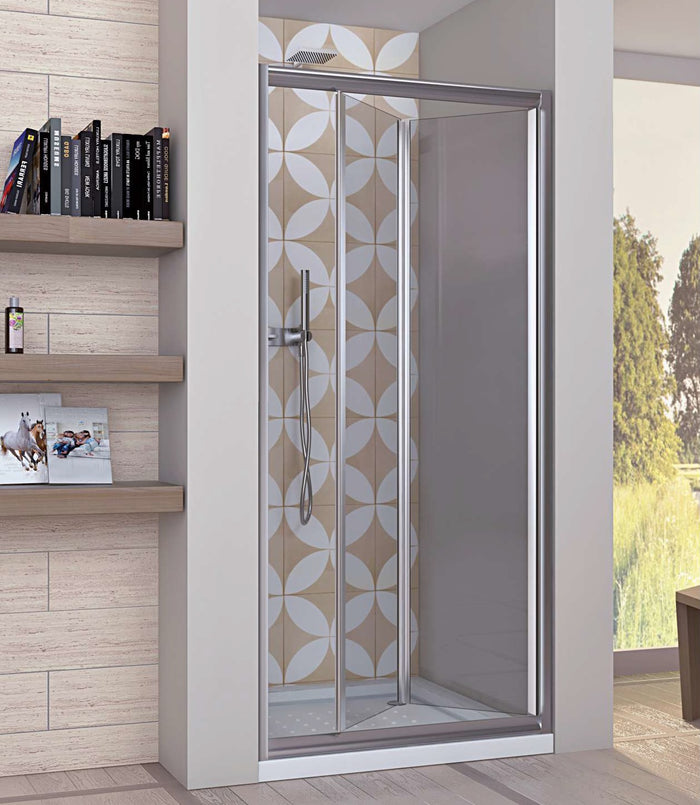 Porta Doccia Libro Due Ante Cristallo 5mm Trasparente h190cm Emma Trasparente 5mm,86/90 cm