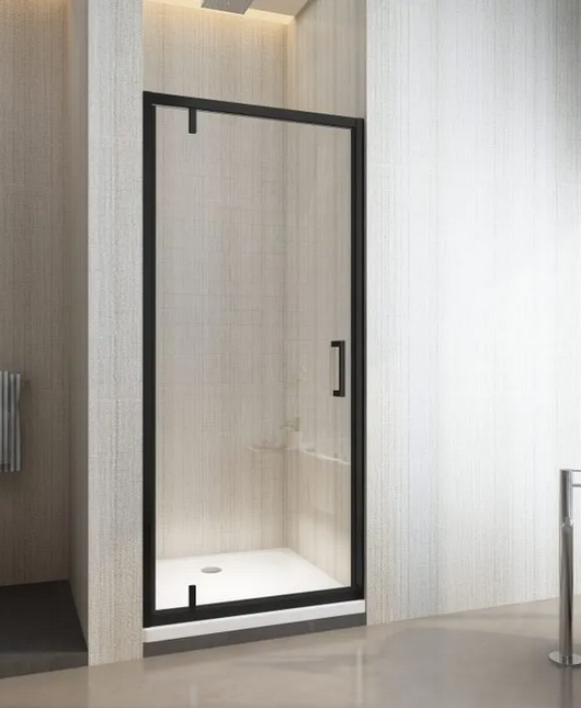 Porta Doccia Pivot Nero Opaco, Cristallo 8mm Trasparente Anticalcare Lasena Nero Opaco,80 cm,200 cm,Incluso