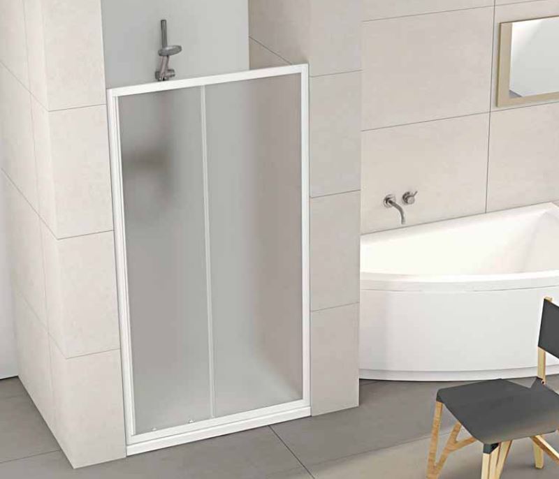 Porta Doccia Scorrevole 4mm Opaco Bianco h185cm Bora Opaco 4mm,Bianco,140 cm,185 cm