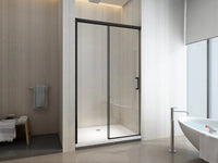 Porta Doccia Scorrevole Soft Close Cristallo 8mm Trasparente, Nero Opaco h200 Gelas Trasparente 8mm,Nero Opaco,160 cm,200 cm