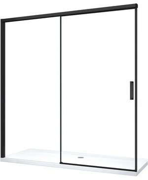 Porta Doccia Scorrevole Soft Close Cristallo 8mm Trasparente, Nero Opaco h200 Gelas Trasparente 8mm,Nero Opaco,140 cm,200 cm