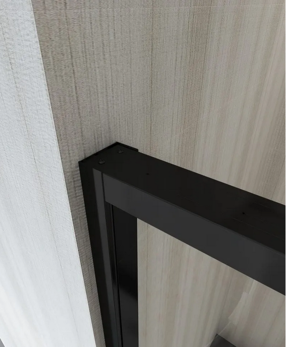 Porta Doccia Scorrevole Soft Close Cristallo 8mm Trasparente, Nero Opaco h200 Gelas Trasparente 8mm,Nero Opaco,120 cm,200 cm