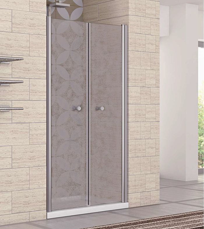 Porta Doccia due Ante a Saloon Cristallo 6mm Opaco h190 Meraviglia Opaco 6mm,80 cm