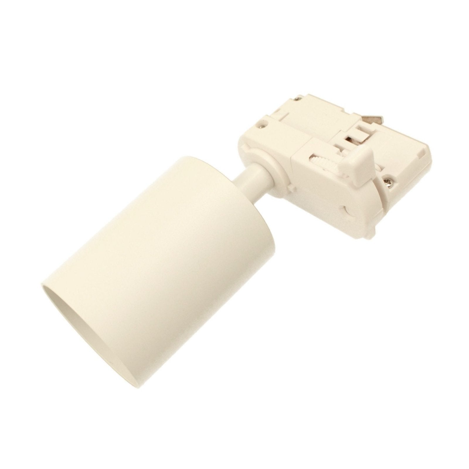 Porta Faretto da Binario Trifase, Attacco E27 orientabile e ruotabile, attacco 4 fili, compatibile con 3 linee di accensione, Max 50W 220V, Bianco