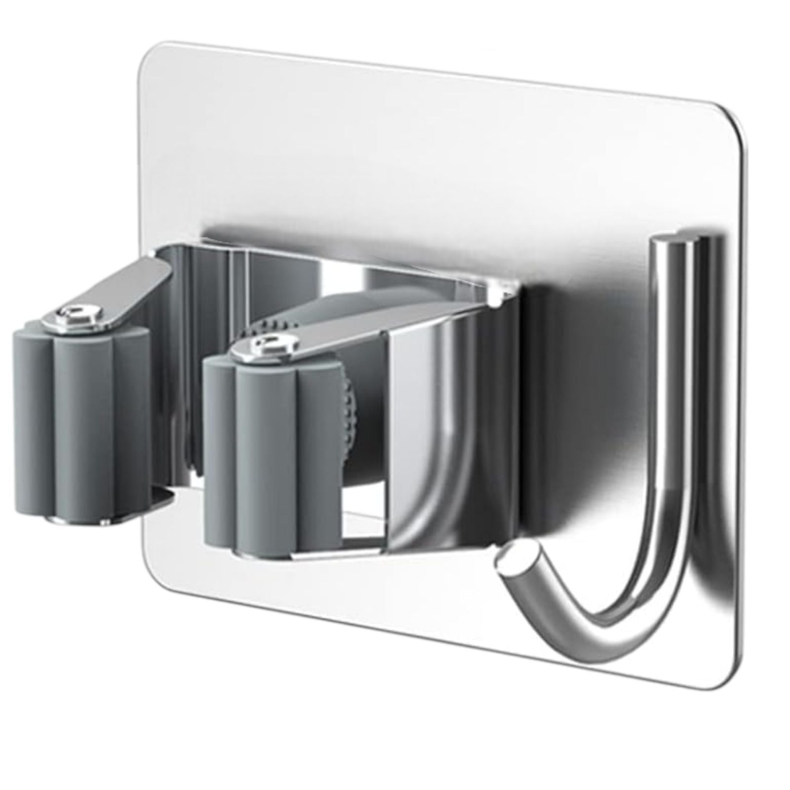 Porta Scopa Parete 2 Pezzi Con Gancio Autoadesivo In Acciaio Appendino 2pz 72602