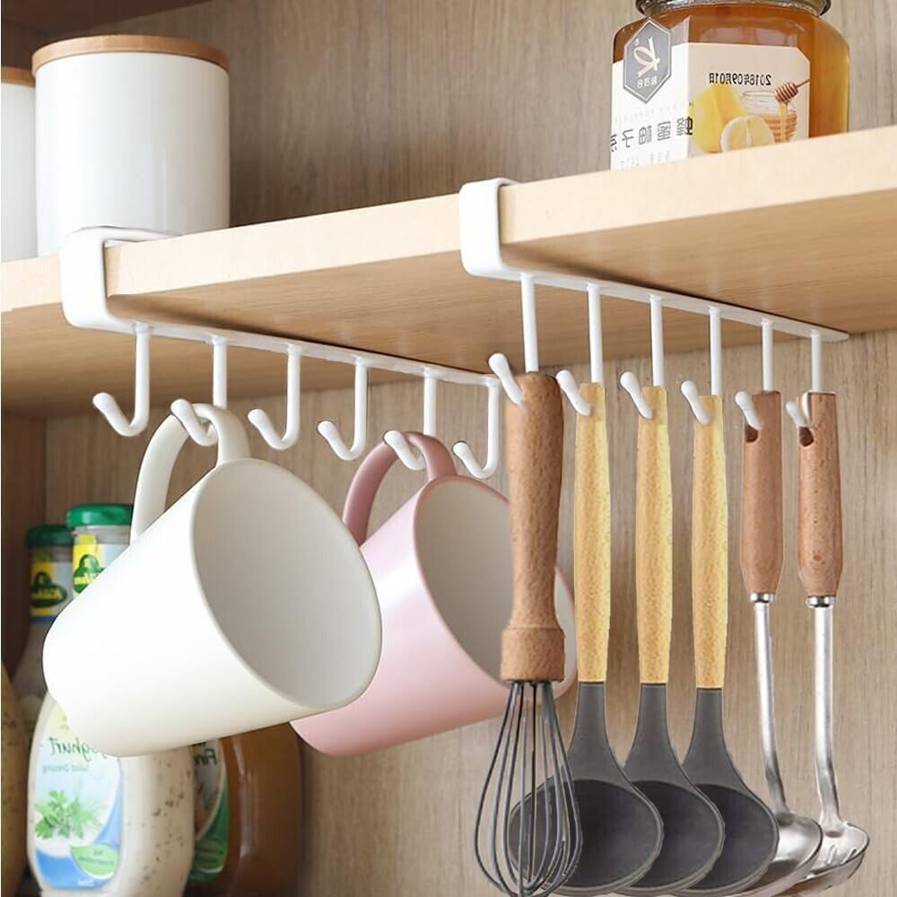 Porta Tazze Portautensili Sottoripiano Armadio Con 6 Ganci 8008