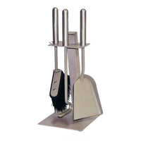 Porta attrezzi camino mini acciaio tortora sabbia con 3 accessori  h. 39  l. 16 x 18 cm.  Made in Italy