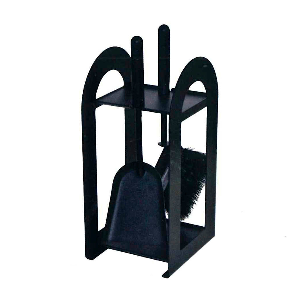 Porta atttrezzi camino mini acciaio nero 2 accessori  h. 40  l. 17 x 18 cm.  Made in Italy