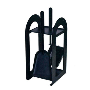 Porta atttrezzi camino mini acciaio nero 2 accessori  h. 40  l. 17 x 18 cm.  Made in Italy
