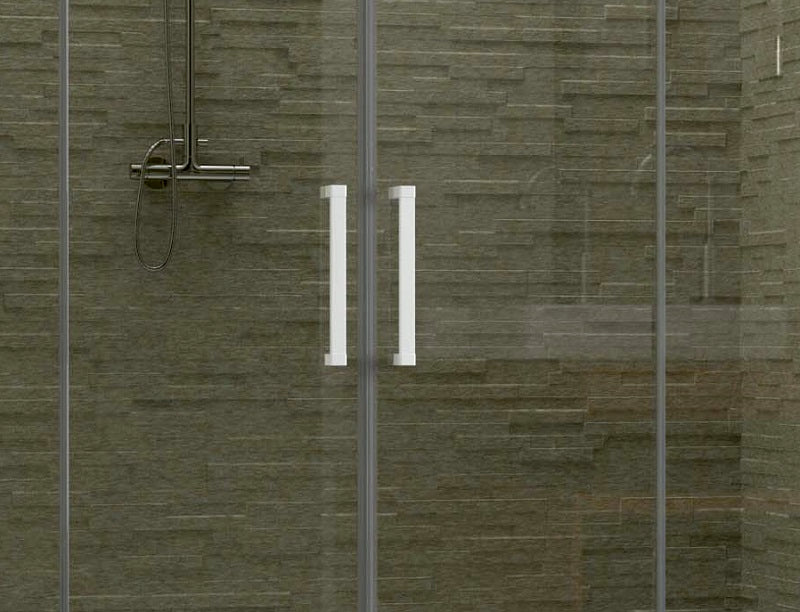 Porta box doccia scorrevole apertura centrale pvc bianco, cristallo 6mm h.190cm Forglas Trasparente 6mm,170/160 cm