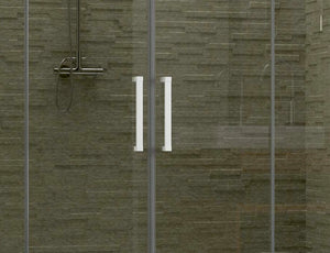 Porta box doccia scorrevole apertura centrale pvc bianco, cristallo 6mm h.190cm Forglas Trasparente 6mm,170/160 cm