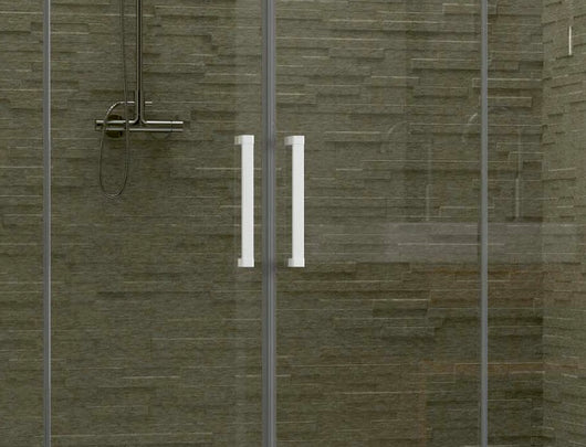 Porta box doccia scorrevole apertura centrale pvc bianco, cristallo 6mm h.190cm Forglas Trasparente 6mm,170/160 cm