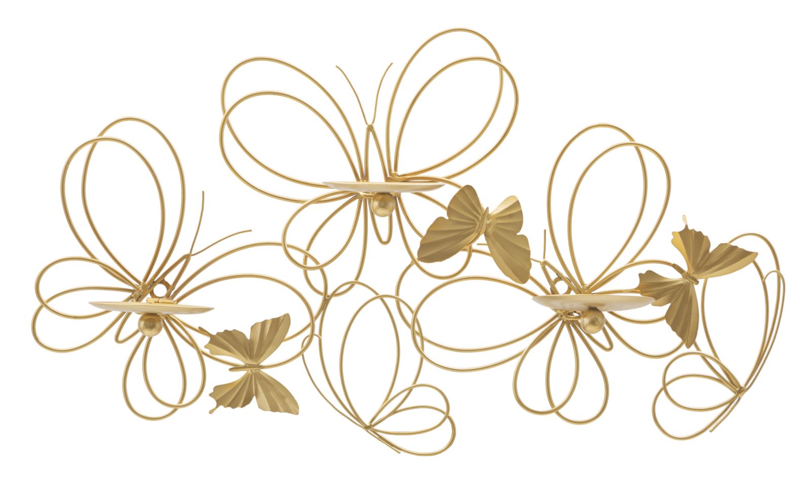 Porta candele da muro in metallo dorato 61x12x34 cm Fish