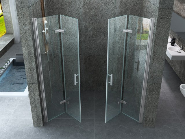 Porta doccia a libro ingresso centrale cristallo 8mm trasparente h.195 SEA BIS 190 cm,Flacone anticalcare incluso