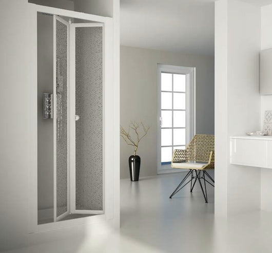 Porta doccia a libro soffietto pvc bianco acrilico h.190cm DOPLAS 76-81 cm