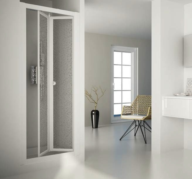 Porta doccia a libro soffietto pvc bianco acrilico h.190cm DOPLAS 76-81 cm