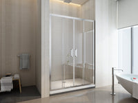 Porta doccia scorrevole centrale cristallo 6mm trasparente anticalcare h.190cm Sicena Lision bis Trasparente 6mm,190 cm