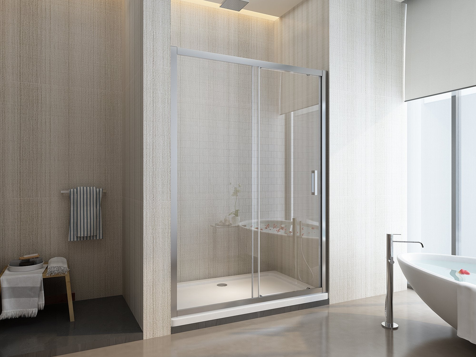 Porta doccia scorrevole cristallo 6mm trasparente anticalcare h.190cm Sicena Lision Trasparente 6mm,170 cm