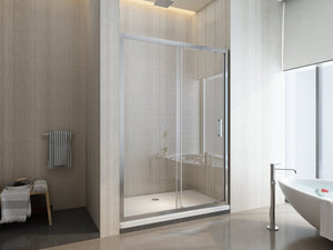 Porta doccia scorrevole cristallo 6mm trasparente anticalcare h.190cm Sicena Lision Trasparente 6mm,145 cm