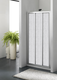 Porta doccia tre ante scorrevoli bilaterale acrilico argento satinato h185cm Merbo Tinez Argento satinato,100/106 cm