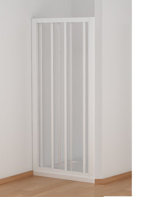 Porta doccia tre ante scorrevoli bilaterale acrilico bianco h185cm Merbo Tinez Bianco,70/76 cm