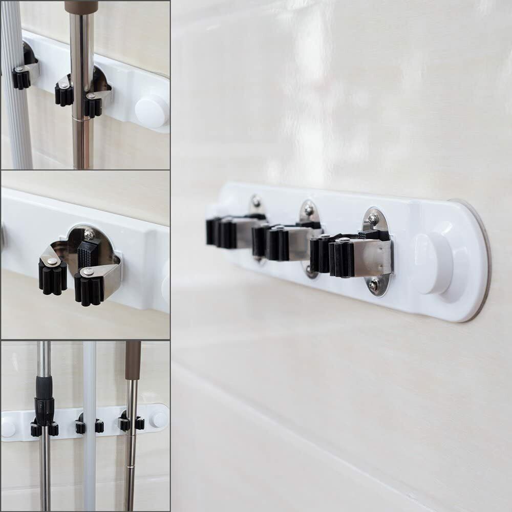 Porta scope da muro salva spazio supporto 3 posti cucina casa pulizia 59557