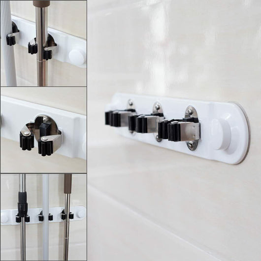 Porta scope da muro salva spazio supporto 3 posti cucina casa pulizia 59557