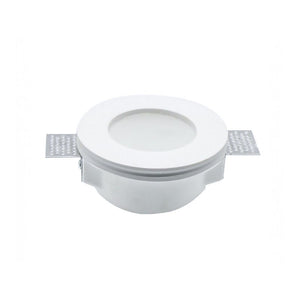 Portafaretto Da Incasso A Scomparsa Corpo Rotondo In Gesso Vetro Satinata Portalampada GU10 Incluso SKU-3692