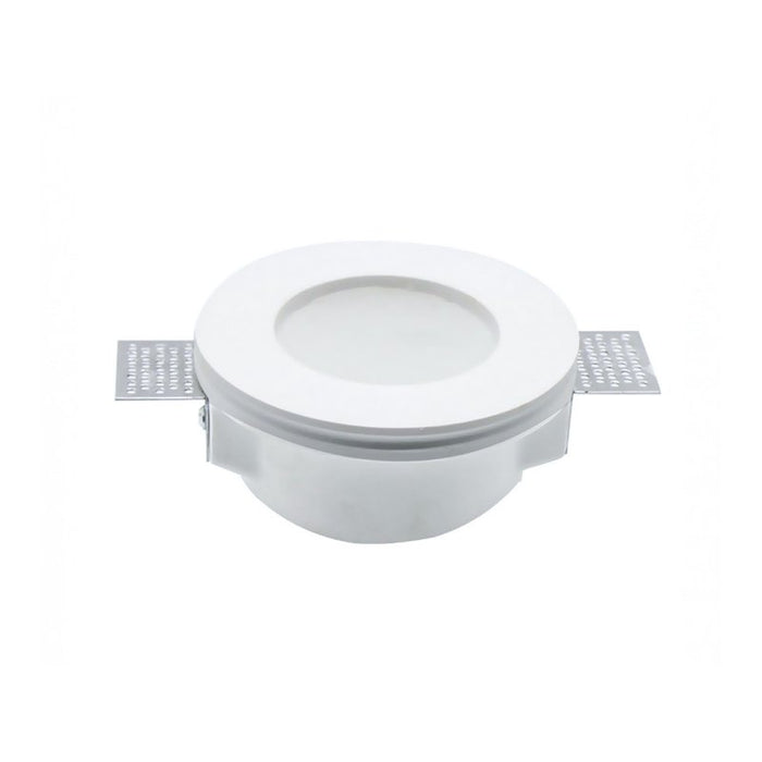 Portafaretto Da Incasso A Scomparsa Corpo Rotondo In Gesso Vetro Satinata Portalampada GU10 Incluso SKU-3692