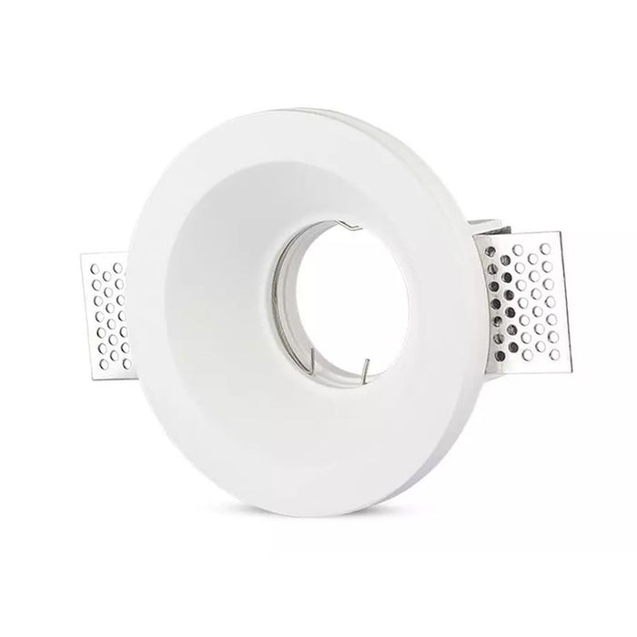 Portafaretto Lampada Led GU10 Da Incasso A Scomparsa Corpo Rotondo Diametro 120mm In Gesso Bianco Verniciabile SKU-3640