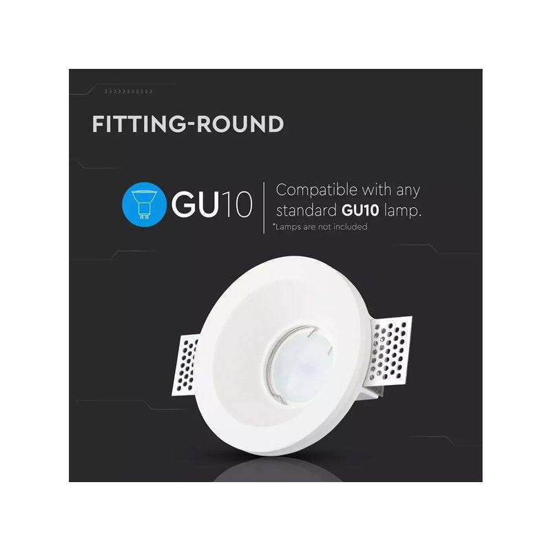 Portafaretto Lampada Led GU10 Da Incasso A Scomparsa Corpo Rotondo Diametro 120mm In Gesso Bianco Verniciabile SKU-3640