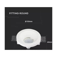 Portafaretto Lampada Led GU10 Da Incasso A Scomparsa Corpo Rotondo Diametro 120mm In Gesso Bianco Verniciabile SKU-3640