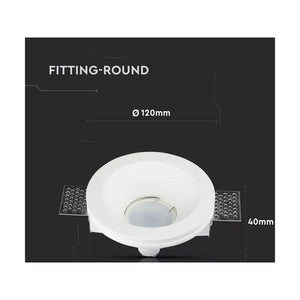 Portafaretto Lampada Led GU10 Da Incasso A Scomparsa Corpo Rotondo Diametro 120mm In Gesso Bianco Verniciabile SKU-3640