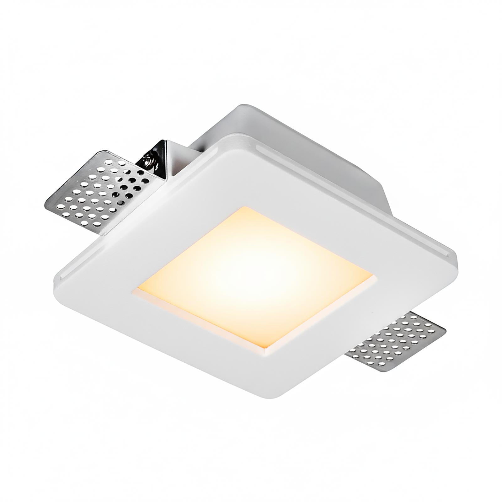 Portafaretto Downlight Gesso Integrazione Cartongesso Quadrato per Lampadina LED GU10 / GU5.3 Foro 120x120 mm