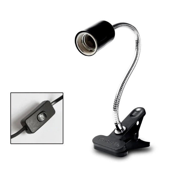 Portalampada con Pinza Braccio Flessibile in Ceramica Per Tartarughe Rettili E27