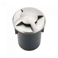 Portalampada da Interramento Calpestabile Rotondo MR16 (Max 20W) Colore Nero e Acciaio con 3 Fasci di Luce IP65