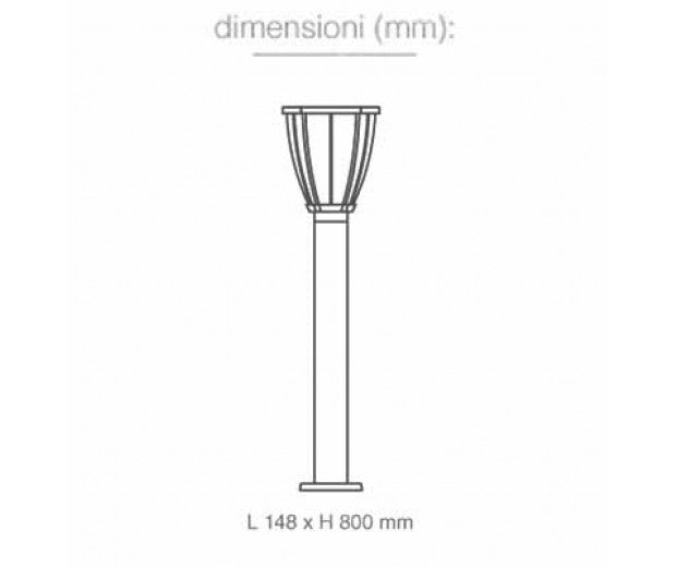 Portalampada da giardino lanterna in acciaio inox grigio opaco fissaggio a terra 80CM IP44 1xE27 - SKU 8629