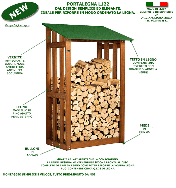 PORTALEGNA IN LEGNO MODELLO  L122 L.122 x P.70 x H.180 100% MADE IN ITALY 