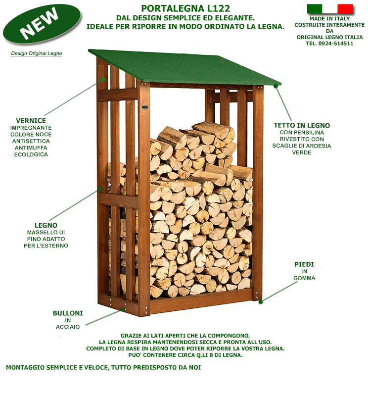 PORTALEGNA IN LEGNO MODELLO  L122 L.122 x P.70 x H.180 100% MADE IN ITALY 