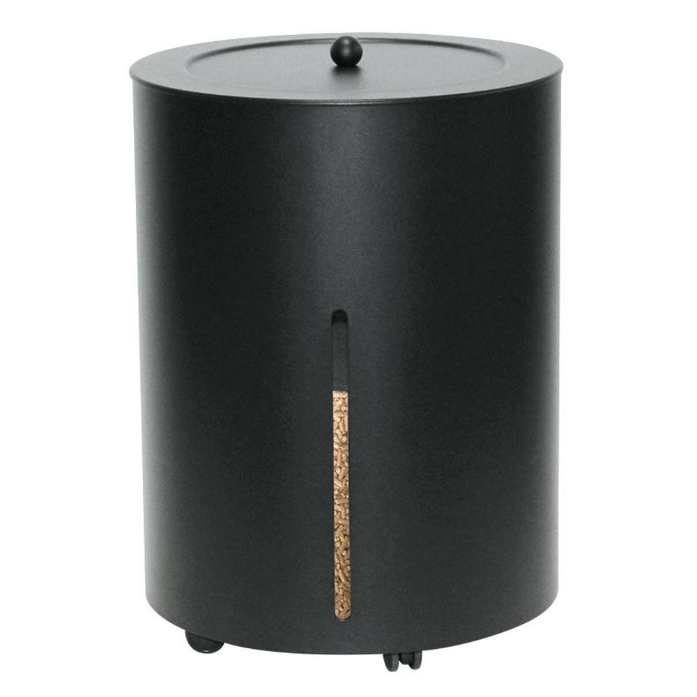 Portapellets nero tondo con finestra diametro 38 x h.50 cm.  Made in Italy