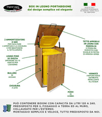 BOX PORTA RIFIUTI IN LEGNO L.74 x P.86 x H.116 100% MADE IN ITALY