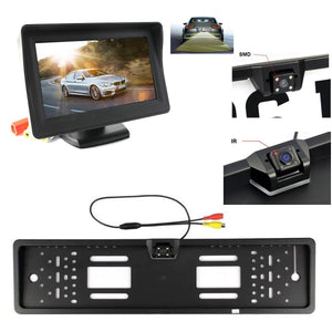 Portatarga con telecamera Retromarcia e Monitor 4.3" Auto Retrocamera Nottura